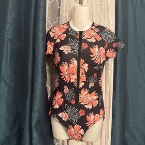 Floral Black One Piece Swimsuit